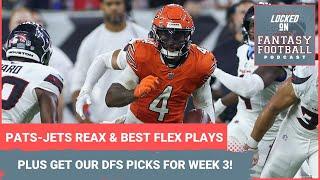 Patriots-Jets reaction & BEST Week 3 fantasy football FLEX plays, DFS picks for PrizePicks, FanDuel