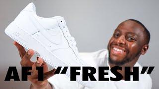 Nike Air Force 1 '07 FRESH White on White On Foot Sneaker Review QuickSchopes 352 Schopes DM0211 100