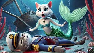 The Little Mermaid Rises Tsunami‍️for Captain Cat! #cat #catlover #catvideos #acat #aicat #ai