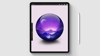 Drawing A Landscape Orb In Procreate | iPad Pro