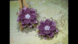 Цветы из лент канзаши для начинающих\DIY how to make kanzashi hair ornaments