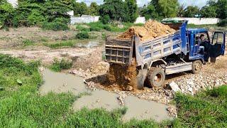 SO Nicely New Project!!Dump Truck 5Ton Filling Land Huge Pond,Skill Bulldozer Pushing Soil Perfectly