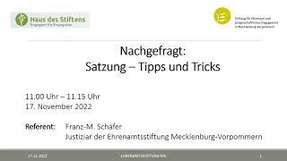 nachgefragt:  Satzung – Tipps und Tricks - Haus des Stiftens