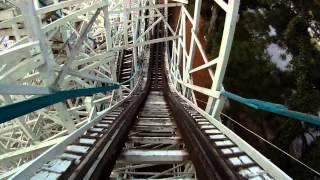 Georgia Cyclone POV Wooden Roller Coaster Six Flags Over Georgia Front Seat Onride