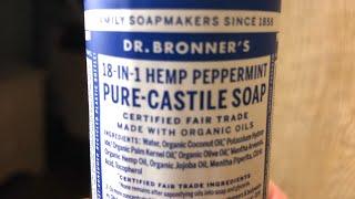 Dr. Bronner’s Peppermint Pure Castile Soap Review- HIGHLY RECOMMEND THIS STUFF!!!