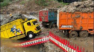 Akibat Rem blong || Rc Hino 500 dan fuso 220ps kecebur sungai saat loading lumpur. Rc exsavator