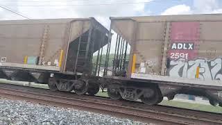 RARE CSX long hood forward leading coal train in Lowellville