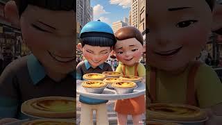 The Great Tart Tussle Puppet Street Dance.#squidgame  #ai #squidgamedoll #asmr #cute