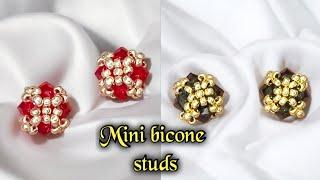 Mini bicones studs/DIY Beaded stud/Bead jewelry making/Beading Tutorials