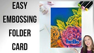 EASY Embossing Folder Card Idea with Ink Swiping & Heat Embossing Techniques #papercraft