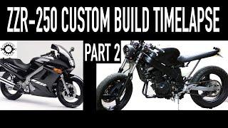 Kawasaki Ninja ZZR250 CAFE RACER BUILD, Streetfighter Brat Custom Time Lapse + First Ride 2 of 2