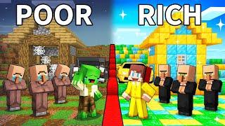 JJ and Mikey: POOR vs RICH Village Battle in Minecraft - Maizen