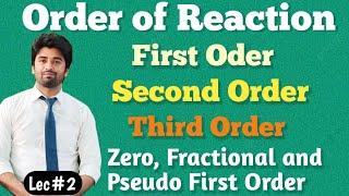 Order of Reaction || First Order || Second Order || Third Order || Zero Order || Pseudo First Order