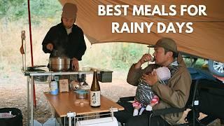 Rainy Mood Camping: Cast Iron Comfort Food & Savory Korean Noodles You Can’t Resist!