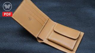 Make a leather Bifold Wallet (free PDF Pattern) Coin Pocket V2 : 가죽 반지갑을 만들어 보자 (DIY, 가죽공예)