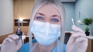 ASMR Ear, Nose & Throat Exam - Otoscope, Ear Drops, Ear & Throat Swab, Stethoscope, Gloves, Typing