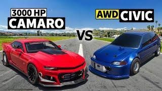 7-Second Camaro SS vs Sleeper EG Civic DRAG RACE