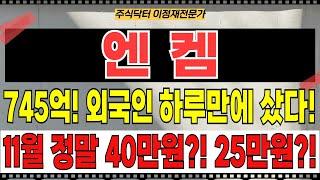 엔켐 - 745억! 외국인 하루만에 샀다! 11월 정말 40만원?! 25만원 아니고?!