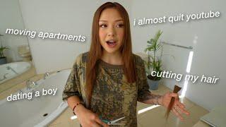 GRWM in my *new* NYC apartment as I cut my hair and overshare more than i ever have before...