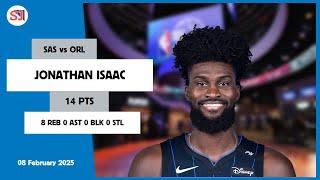 JONATHAN ISAAC 14 PTS vs SAS 08 Feb 24-25 ORL Highlights