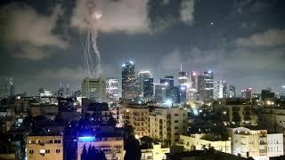 Israel's missile defense systems in action over Tel Aviv during Wednesday morning attacks