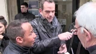 EXCLUSIVE - Canadian Singer Garou leaves Europe1 radio station in Paris with Cyril Hanouna