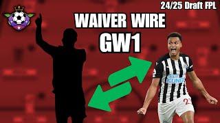 GW1 Best Waiver Picks for Draft FPL