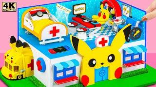 Make Pikachu Hospital Pokémon in Real Life and Lego Ambulance, DIY Doctor Set from Clay, Cardboard