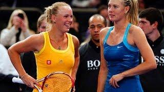 Maria Sharapova and Caroline Wozniacki Dance with Fans