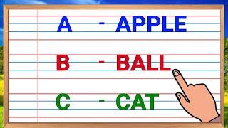 Write ABCD to Z Alphabets with Sounds/Learn A for Apple B for Ball/Learn A for apple with spelling