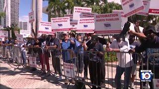 Picket lines halt trade as South Florida dockworkers join nationwide strike for better pay