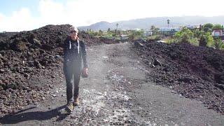 La Palma - houses destroyed by the volcano, banana plantations, banana cooperative Nauaufbau in t...