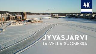 Luistinrata järvellä Suomessa! ️Jyväsjärvi Talvella ️Jyväskylä   4K Aerial Drone -videokuvaus