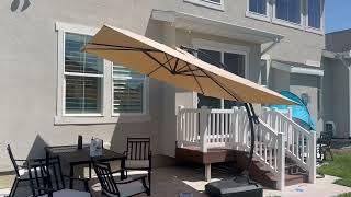 12 ft  Aluminum Round Curved Cantilever Patio Umbrella with Base 12ft Beige 12FT Review