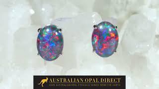 Gold Earrings, Green Earrings, Opal Stud Earrings - Australian Opal Direct | Worldwide Shipping