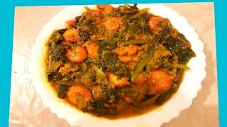 Shrimp With Malabar Spinach/Pui Shak Rannar Recipe.