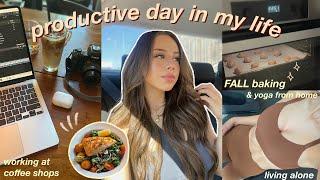 9 AM REALISTIC PRODUCTIVE DAY IN MY LIFE | getting back into routine, coffee shops, yoga & baking 