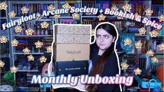 STACKED MONTHLY UNBOXING (Fairyloot, Arcane Society & Bookish & Spice December Boxes) #Booktube  