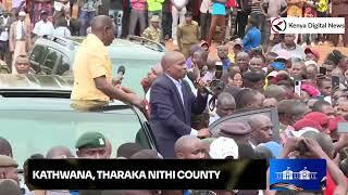 Crowd goes crazy as President Ruto introduces CS Kindiki to speak in Kathwana, Tharaka Nithi.