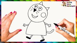 How To Draw Candy Cat From Peppa Pig Step By Step  Candy Cat Drawing Easy