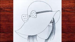 Easy a girl wearing hat drawing // easy drawing for girls  bil kız nasıl çizilir