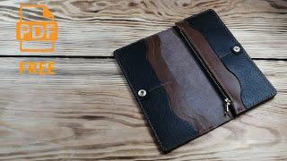 Портмоне  лонгер из кожи своими руками + выкройка / Leather wallet handmade. Free pattern PDF.