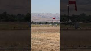 Two Seater Plane Touches Down at Frazier Lake Airpark, Hollister, California.