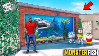 GTA V : Franklin And ShinchanTurns His Garage Into A Monster Fish Tank In Gta 5 Telugu | #gta5