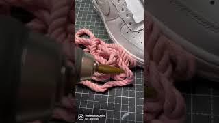 DIY: How to Make Dip Dye Rope Laces AF1 Custom Sneaker | Easy Step by Step (SATISFYING)! 🪢 #shorts