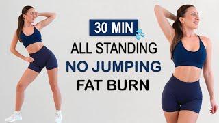 30 Min Intense Full Body Fat Burn | All Standing - No Jumping Workout | Sweaty HIIT Party, No Repeat