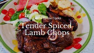 Tender Spiced Lamb Chops with Salad, Watermelon and Roasted potato.