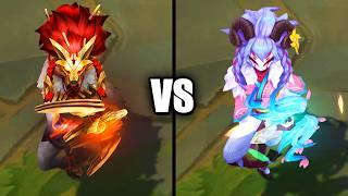 Chosen of the Wolf Kindred vs Spirit Blossom Kindred Skins Comparison (League of Legends)