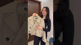 4 Ways to style a cropped trench coat | Casual Outfits & Office Wear  #shorts #zara #hm #haul #ootd
