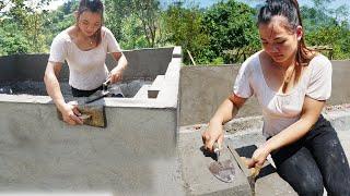 Build Swimming Pool With Bricks, Swimming Pool Cement Plastering | Hoàng Thị Thư -Building Farm Life